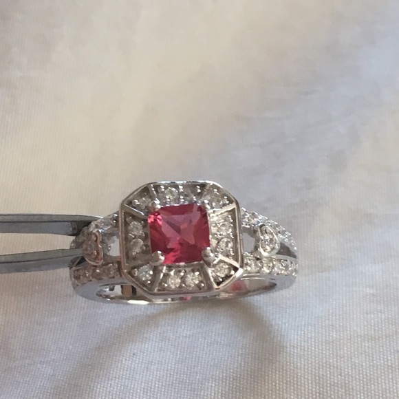 Pink faux sapphire ring. Never worn. - Picture 3 of 5